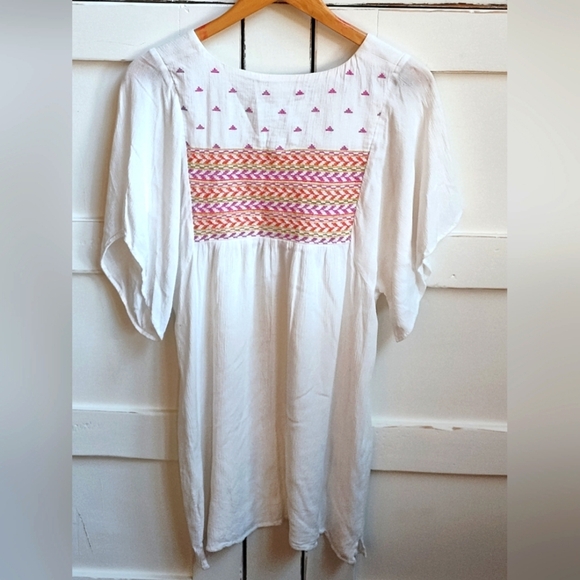 Lovestitch Women's Embroidered White Tunic Cover Up Dress | Size Medium - Picture 2 of 7